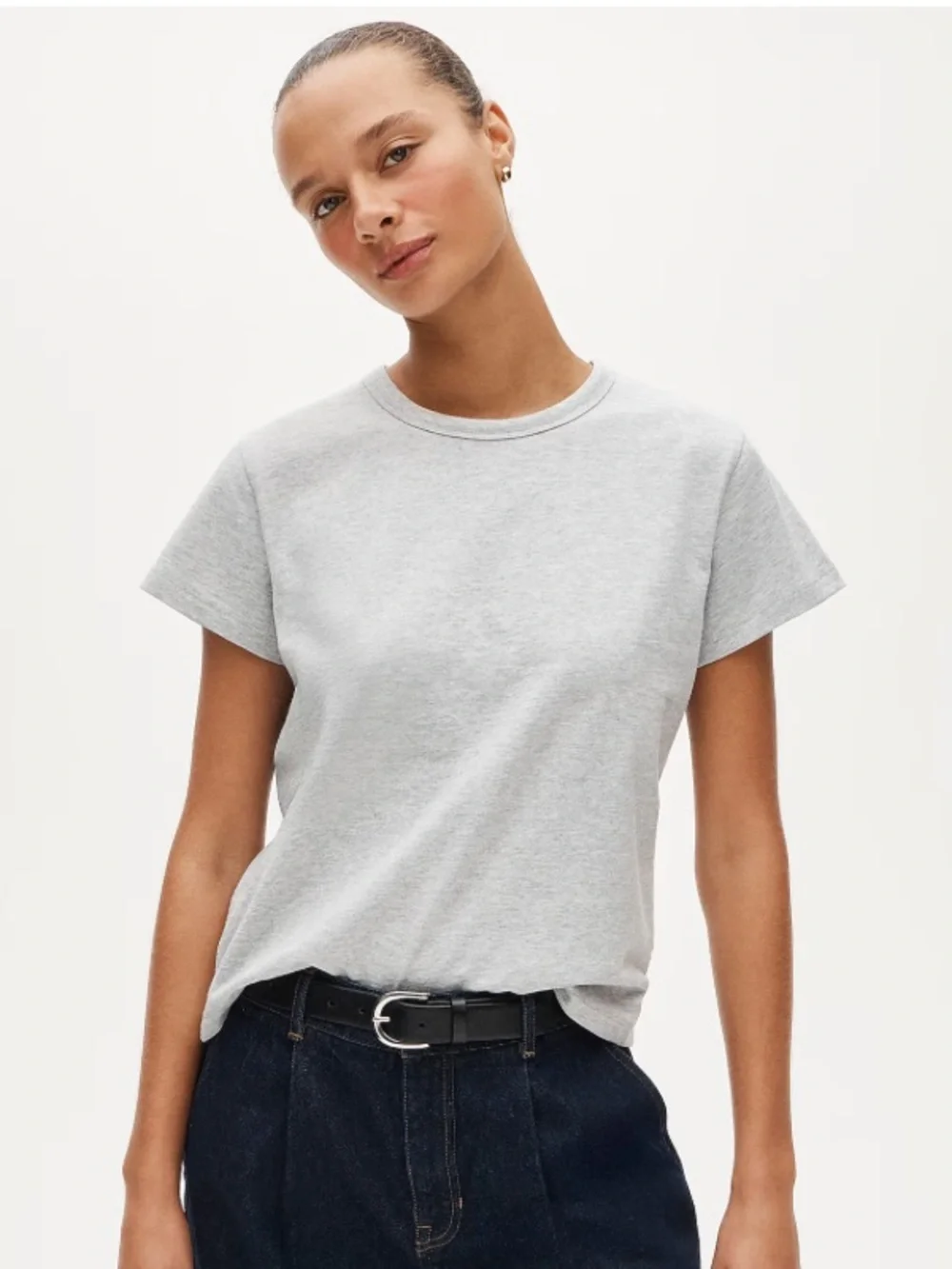 J crew heather silver Boyfriend jersey classic-fit T-shirt